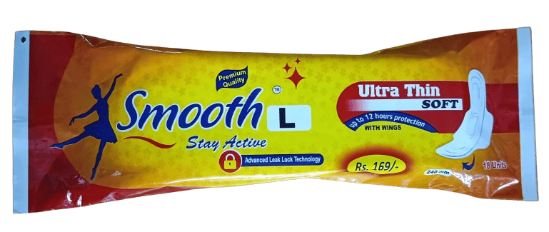 Smooth Ultra Thin Soft Sanitary Pads with Wings - 18 Count