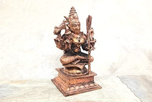 Searchers Paradise - Copper Idols Kamakshi ,4 inches, Copper Handmade 435 Grams, Patina Antique Finish, Pack of 1 Piece view 2