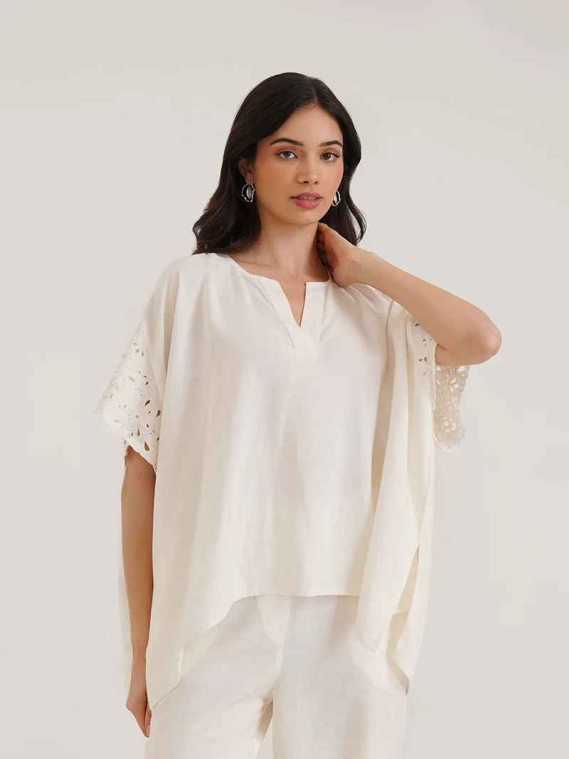 ANANKE Linen Kaftan Top view 2
