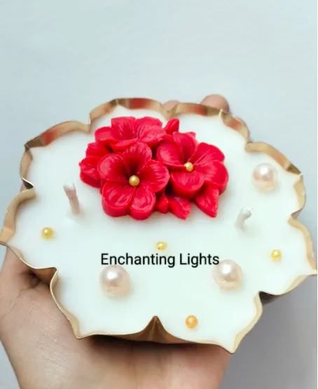 Floral Urli Candle 1 view 2