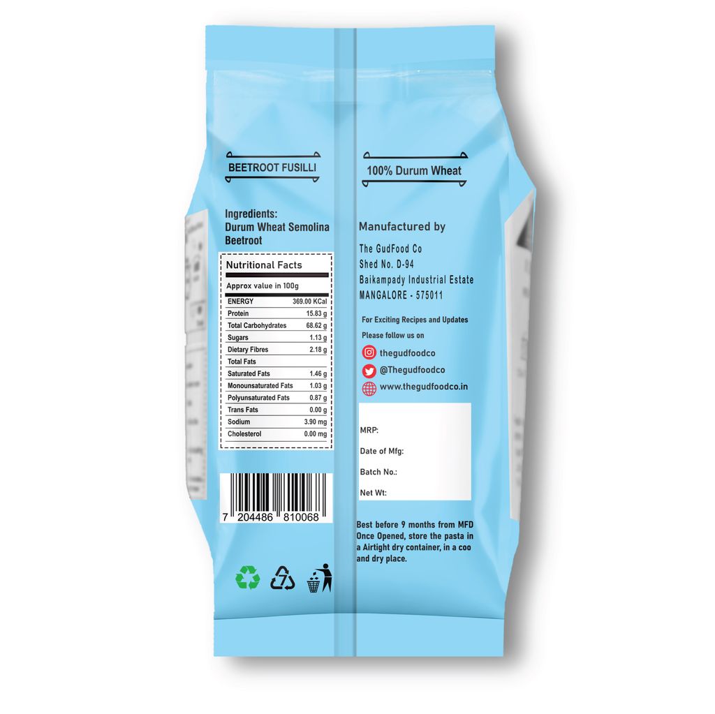 The GudFood Co VUGVUGI Durum Wheat Beetroot Fusilli Pasta, No Maida, High Protein view 2