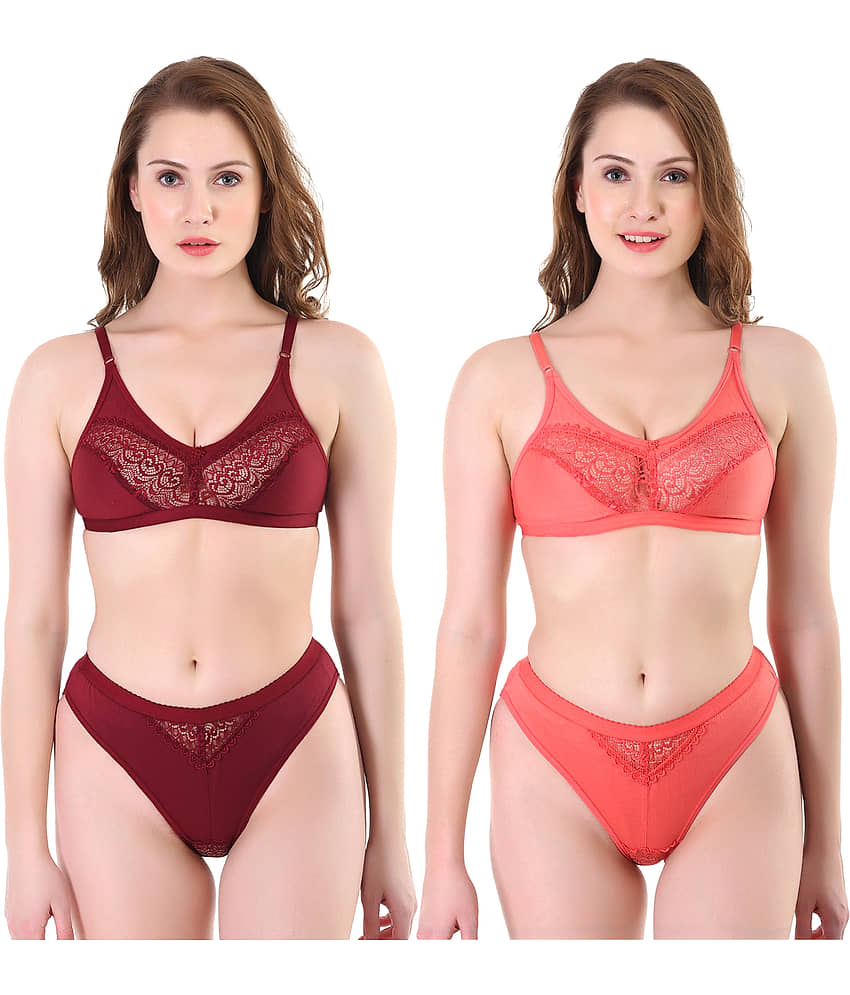 TCG Multi Color Cotton Lycra Bra & Panty Set