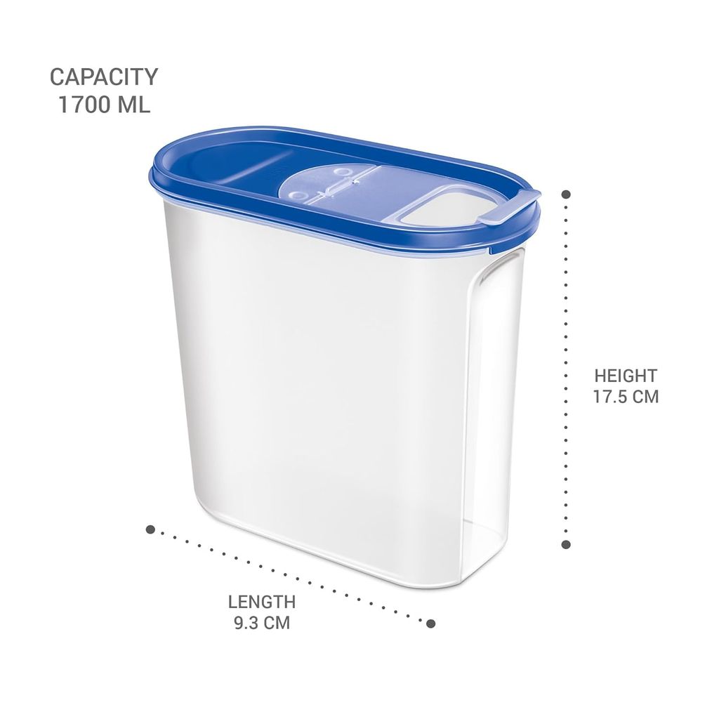 MILTON Stacko 360 Degree Dispenser, 1700 ml, Blue | Food Container | Storage Jar | Kitchen | Air tight | BPA Free | Food Grade | Refrigerator Safe view 2
