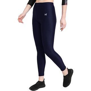 Ninq Solid, Striped, Color Block Women Blue Tights view 2