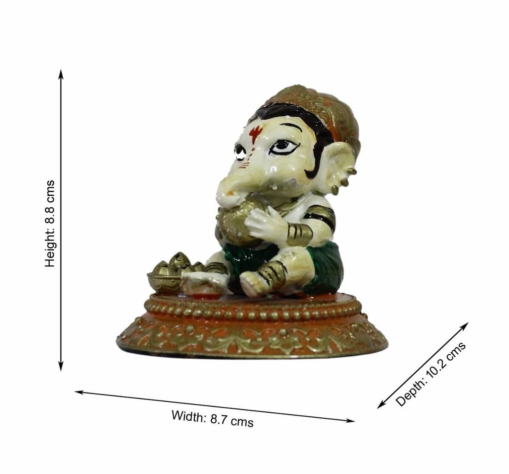 COPPERHOARD Laddu Ganesh Blessing Ganesha Statue Murti with Stand for Home Temple view 2