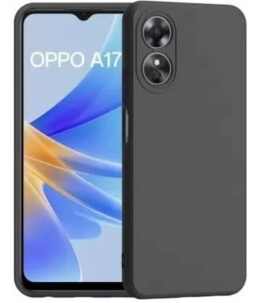 BEING STYLISH - Black Silicon Plain Cases Compatible For Oppo A17 ( Pack of 1 )