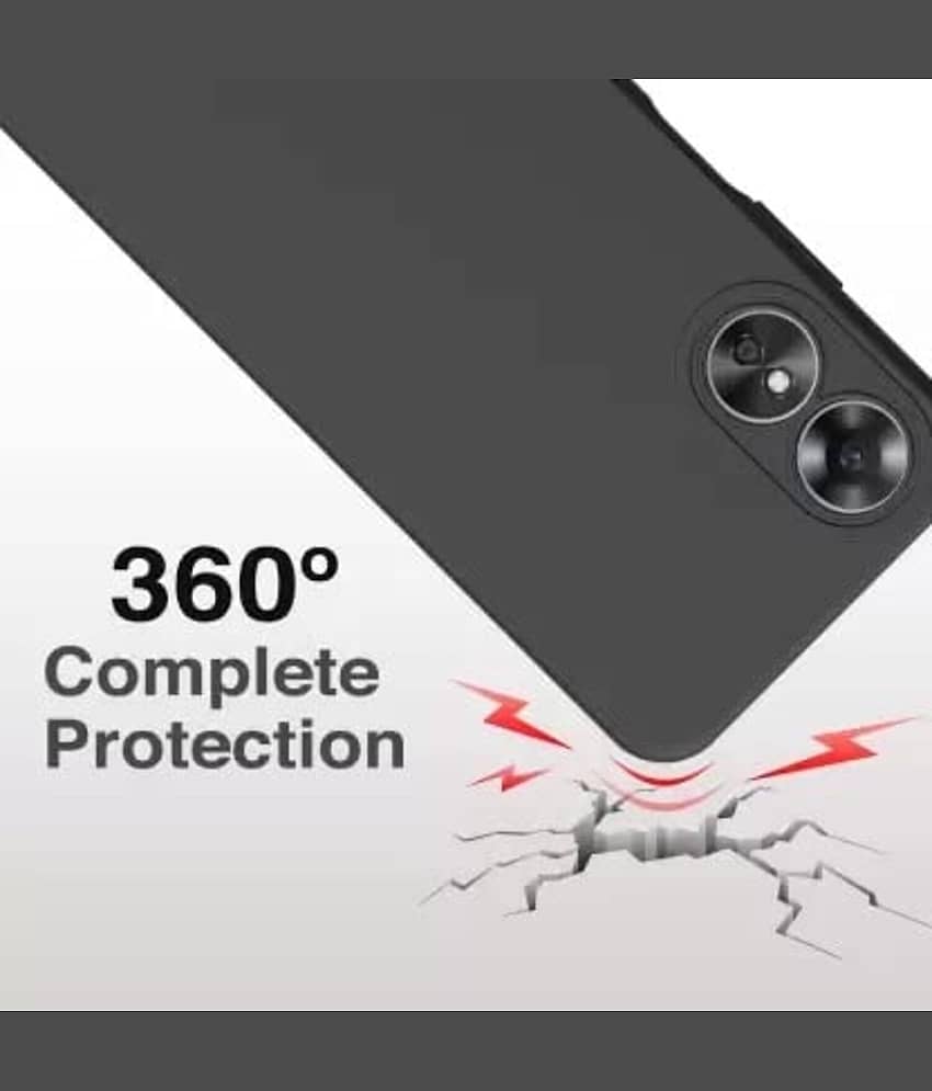 BEING STYLISH - Black Silicon Plain Cases Compatible For Oppo A17 ( Pack of 1 ) view 2