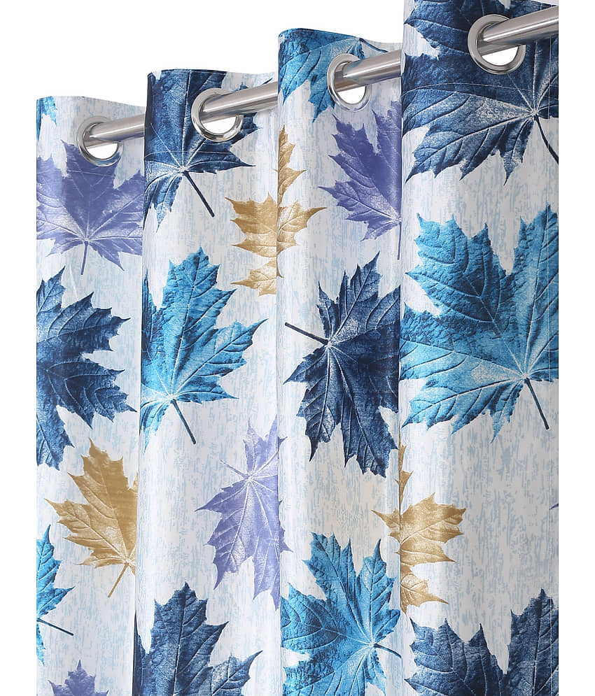 Home Sizzler - Blue Polyester Floral Window Curtain ( Pack of 2 ) view 2