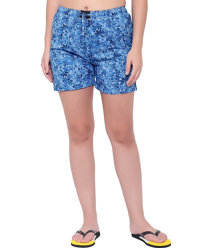 Flamboyant Cotton Hot Pants - Blue view 2