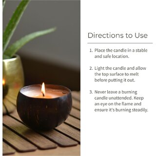 Coconut Shell Spice Candle/Diya Eco-Friendly Scented Soy Wax Candles for Diwali Festives - Wooden view 2