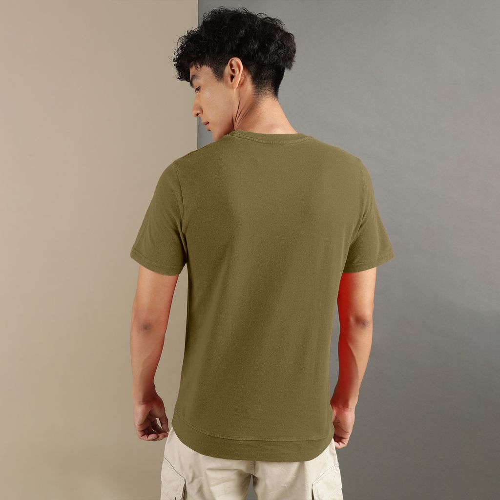 Ftx Men Solid Round Neck Kangaroo Pocket Half Sleeve Tshirt view 2