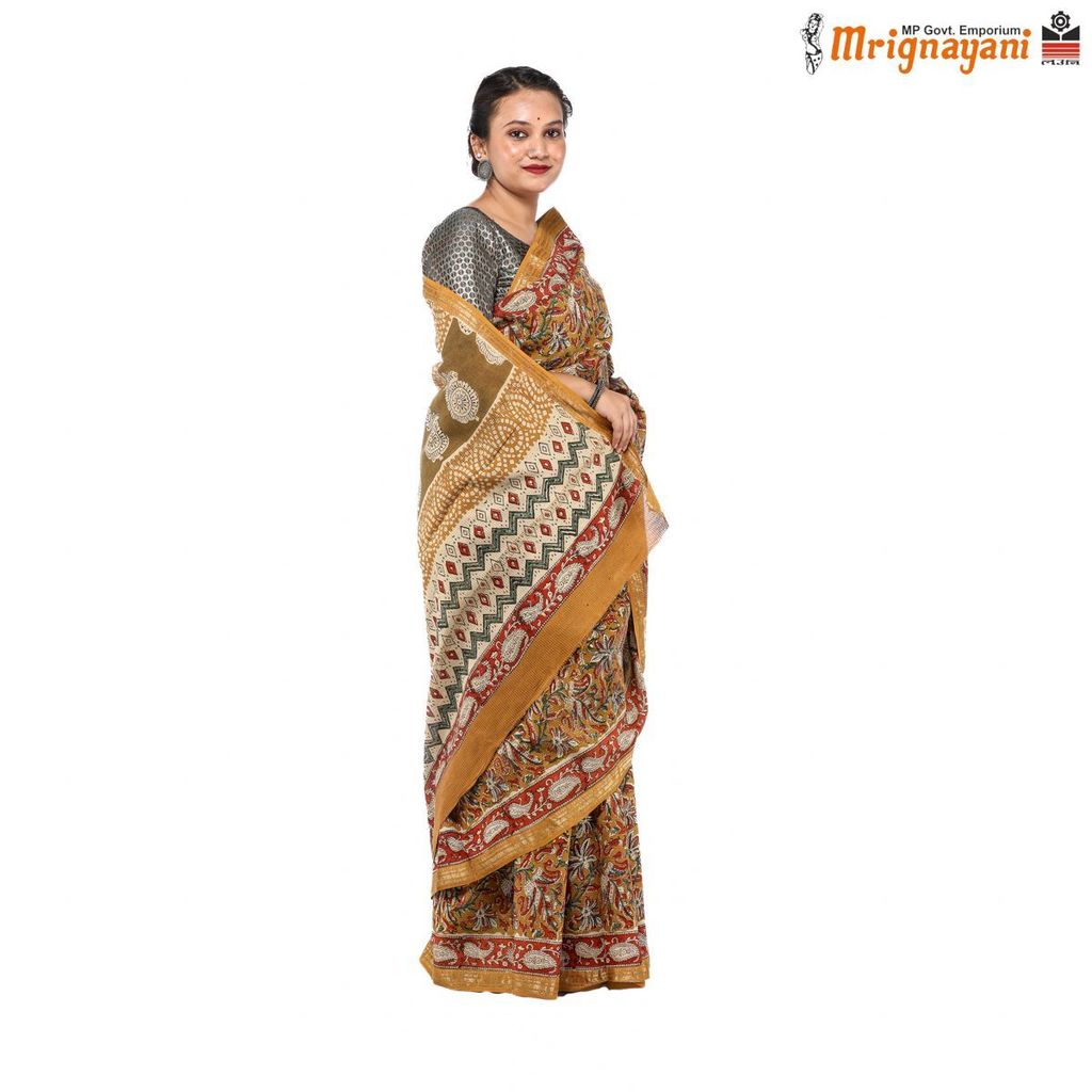 HANDLOOM MAHESHWARI SILK SAREE WITH BLOUSE (SKU - 3N0104050422, SAREE- 1279) view 2
