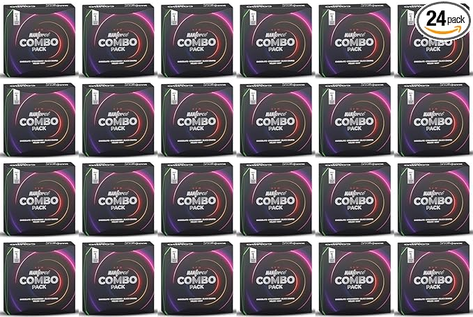 Manforce Combo Pack Flavoured Condoms for Men 20 Count Chocolate Strawberry Black Grapes Melon Mint Extra Dotted Lubricated Latex Condoms x Pack of 24