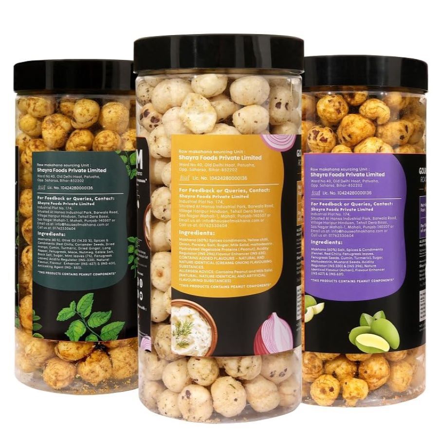 GOURMET MAKHANA Roasted in Olive Oil | Flavors Pudina Masala , Cream & Onion and Achari Mano| Combo Of 3, 65g Each. - 195 gm view 2