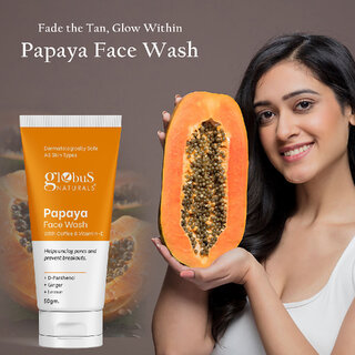 Globus Naturals Papaya Face Wash with Coffee VitaminE helps unclog pores and reduces breakouts Suitable for All Skin Types 50gm view 2