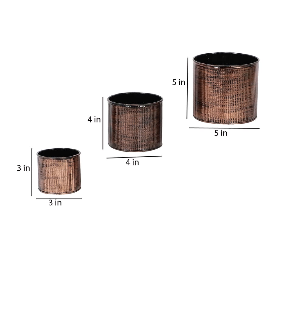 Copper Small Striped Planter Set of 3 view 2