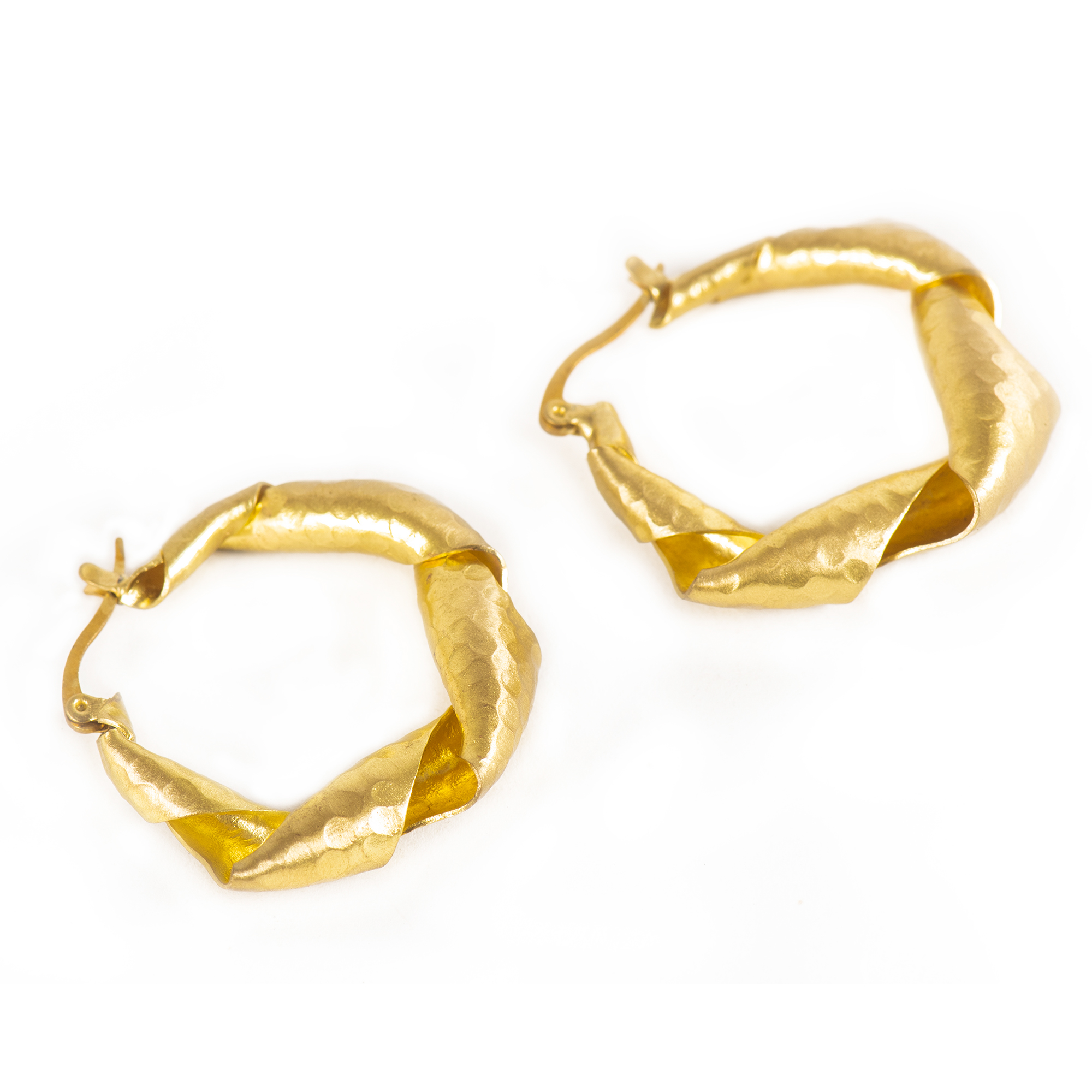 Handcrafted Brass Twisted Hoop Earring view 2