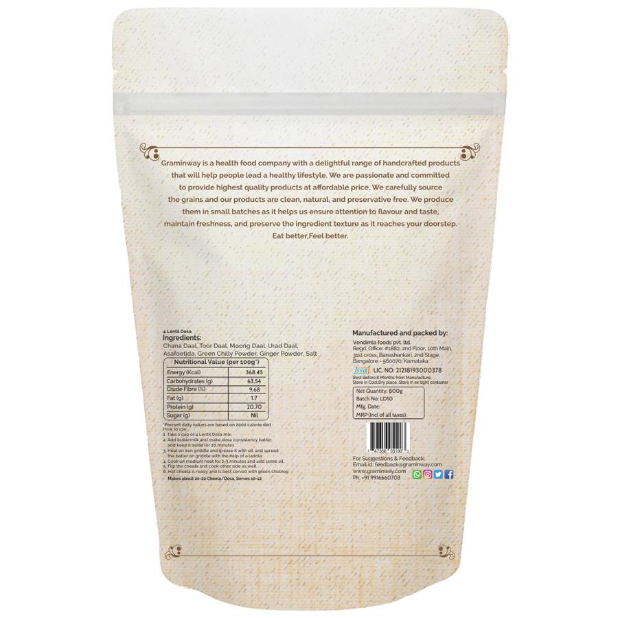 Graminway Gluten-Free 4 Lentil Dosa Mix, 800 g Pouch view 2