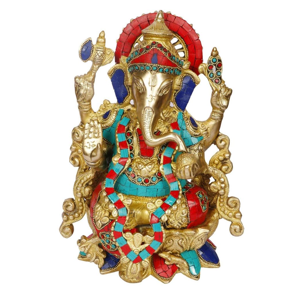ARTVARKO Brass Ganesha Bhagwan Big Statue for Home Entrance Decor Ganpati Idol Murti Marriage Gift Good Luck Success Diwali Festival Chaturthi Puja view 2
