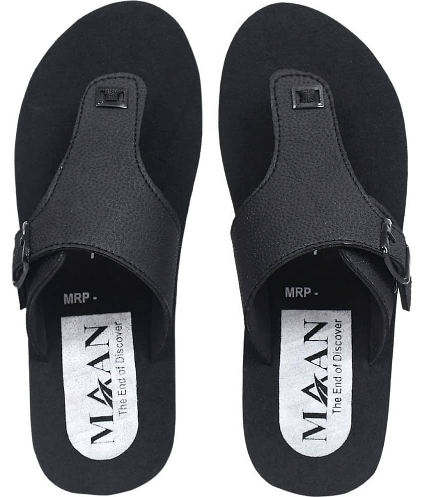 MAAN Black Men's Leather Slipper