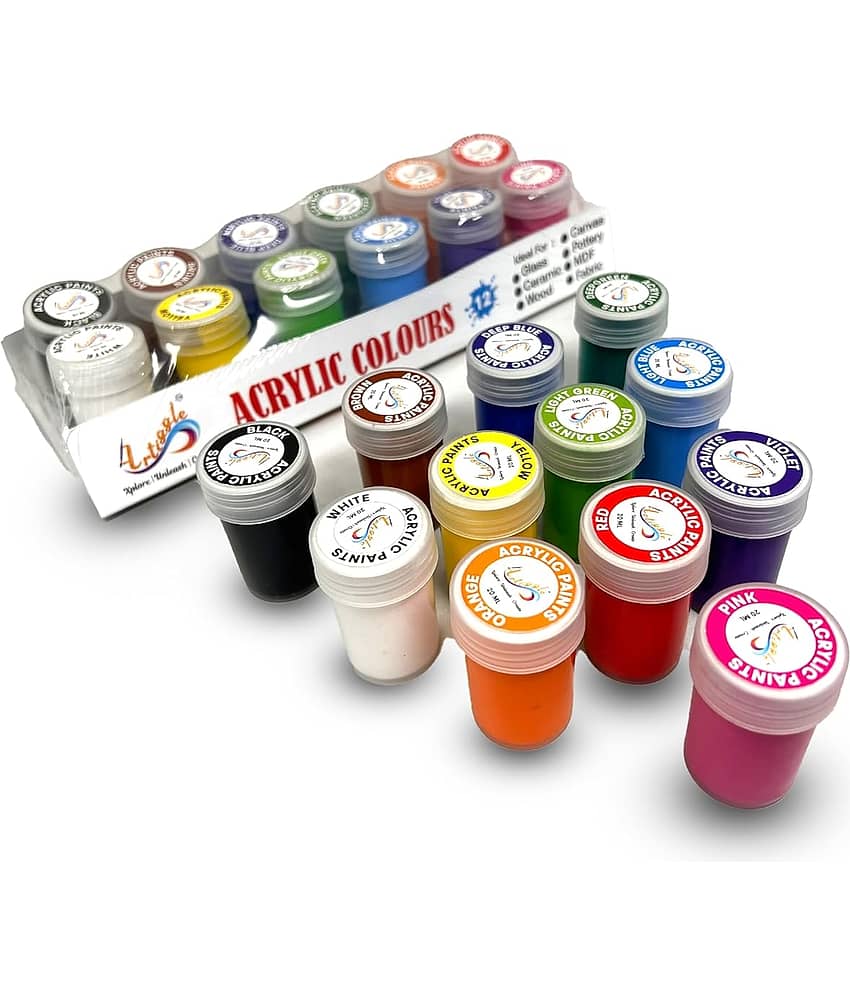 Artiggle Acrylic Colours | 12 Colours x 20 ml | Primary + Secondary | DIY Paint, Rich Pigment | Multicolour & Multi-surface | Non-Cracking Paint for Canvas, Wood, Leather, Earthenware, Metal . view 2