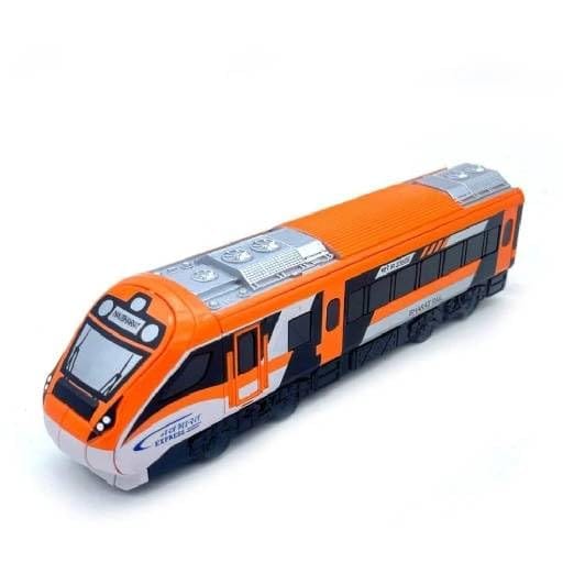 Orange Vande Bharat Style High-Speed Toy Train for Kids | Durable Play Model view 2