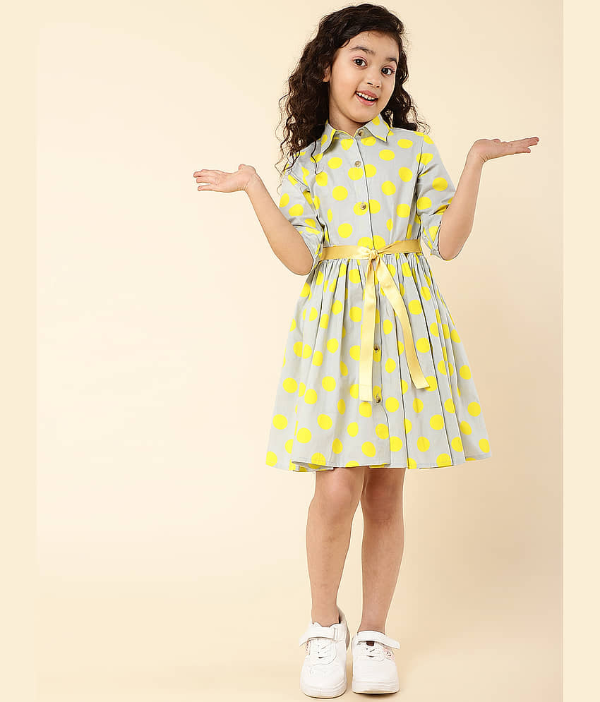 A.T.U.N. Cotton Shirt Dress For Girls ( Pack of 1 , Blue ) view 2