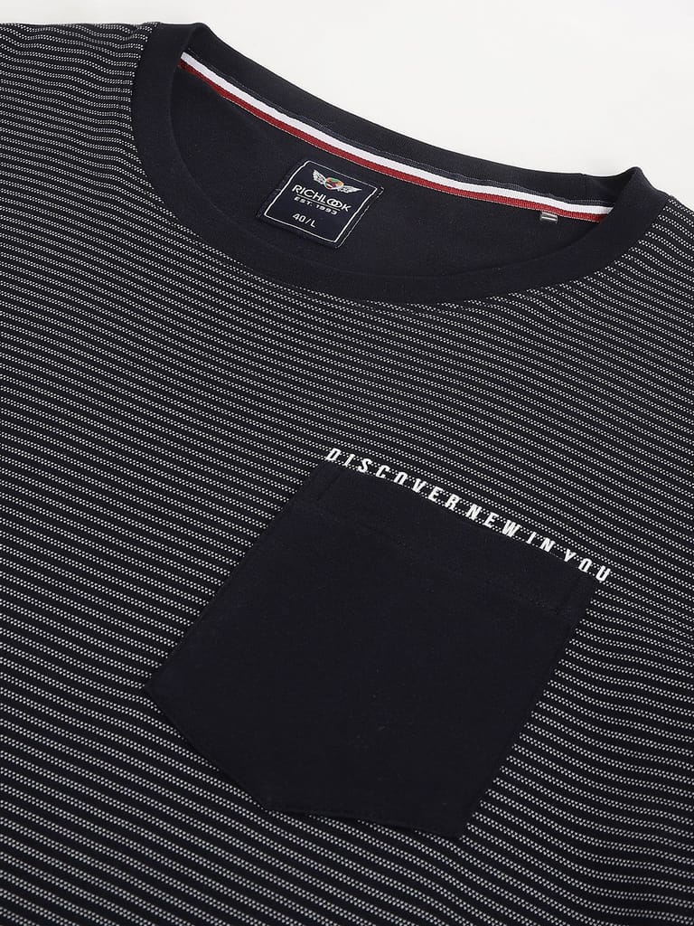 Men Navy Regular Fit Crew Neck Neck T-Shirt view 2