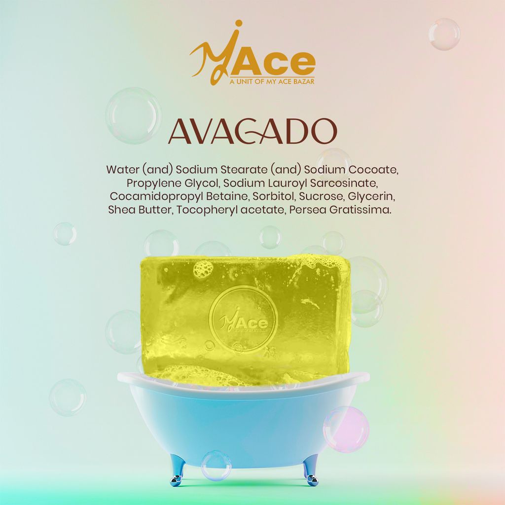 MyAce Handcrafted Herbal Avocado Bathing Bar with Shea Butter & Vitamin E Gentle Cleanser SLES Free Pack of 1 view 2