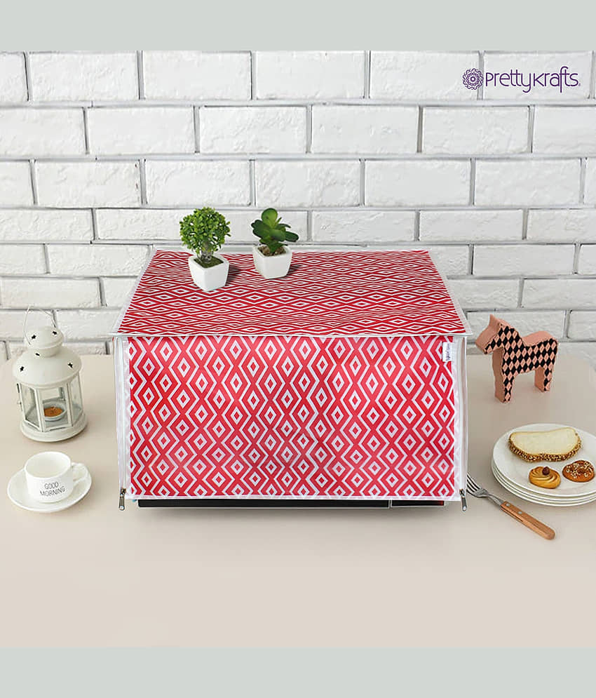 PrettyKrafts Single Polyester Red Kitchen Shelf Cover Cover view 2