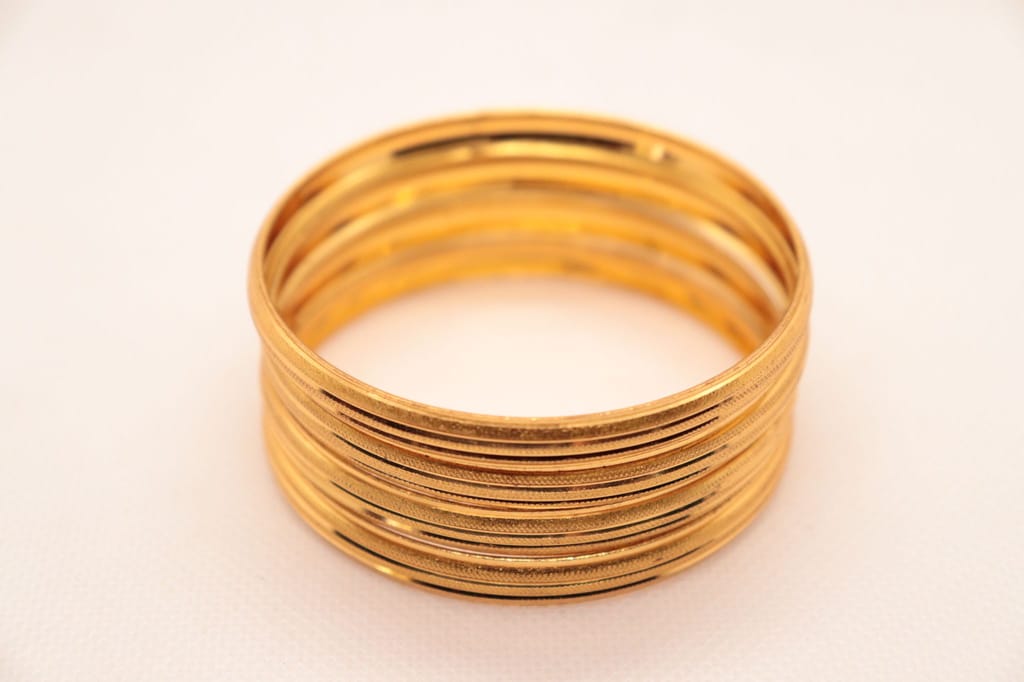 Gold Plated Bangle Set - Set of 6 - Gold Plated - Indian Wedding Jewelry - Bangle Set for Women - Gold Bangles - Indian Jewelry view 2