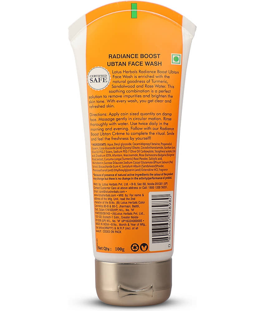 Lotus Herbals Radiance Boost Ubtan Face Wash , Turmeric, Sandalwood & Rose Water , 100G view 2