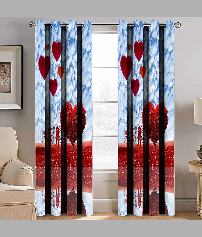 BELLA TRUE Printed Semi-Transparent Curtain 5 ft Pack of 1 Multicolor view 2