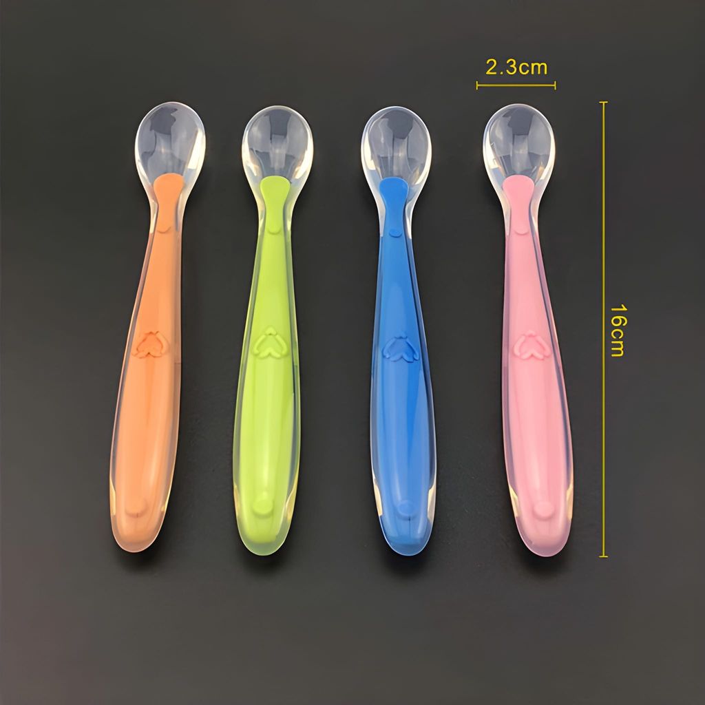 WUGO Soft-Tip Silicone Baby Feeding Spoons Set of 4 | Gentle First Stage Feeding Spoons for Babies | Flexible Food-Grade Silicone Spoon for Infant Feeding, Weaning & Baby Food (Original) view 2