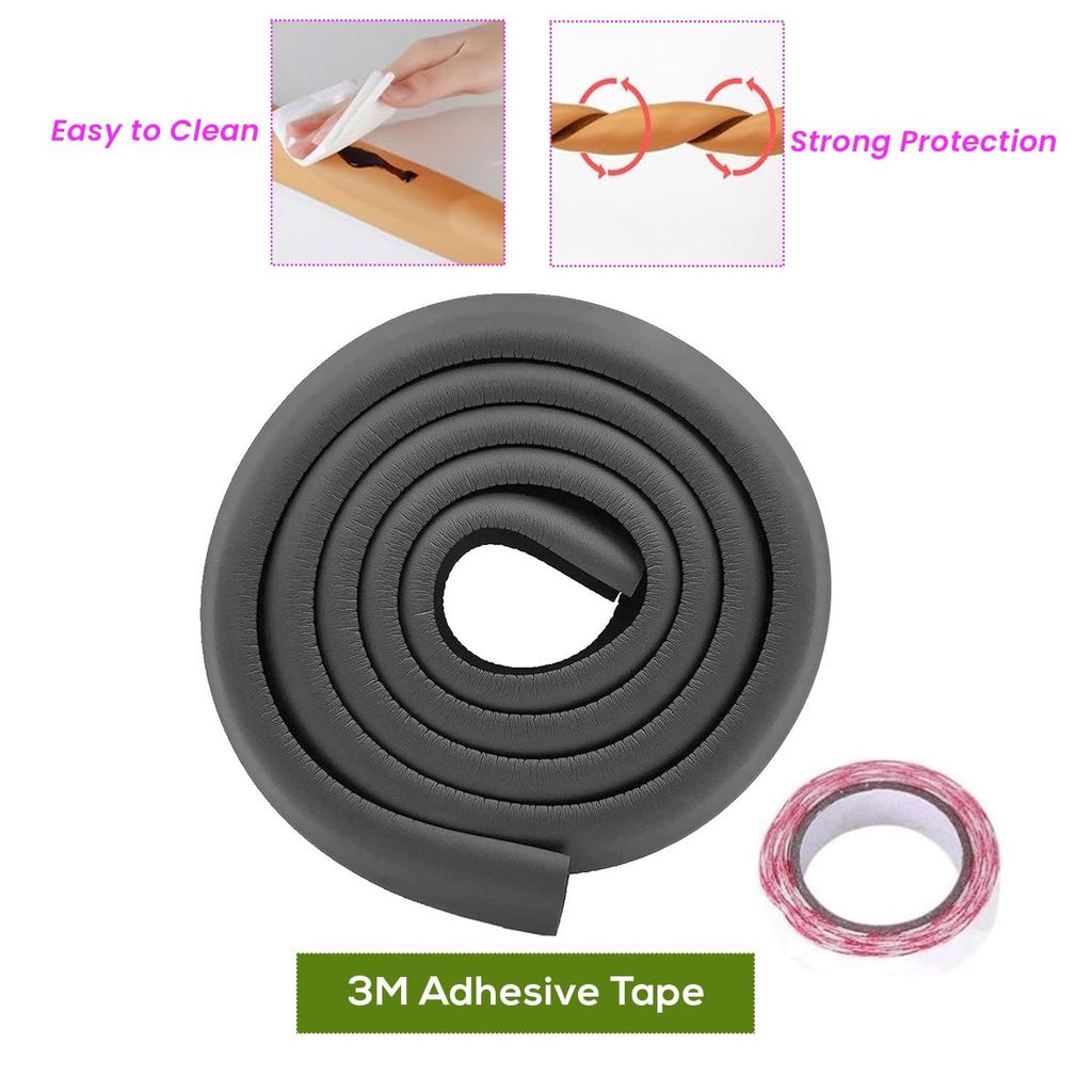 Safe-O-Kid' (Set of 2), Soft Cushioned 6.4 Ft / 2 Mtr Long Edge Guards with Strong 3M Adhesive, Safety for Sharp Edges for Babies- Black view 2