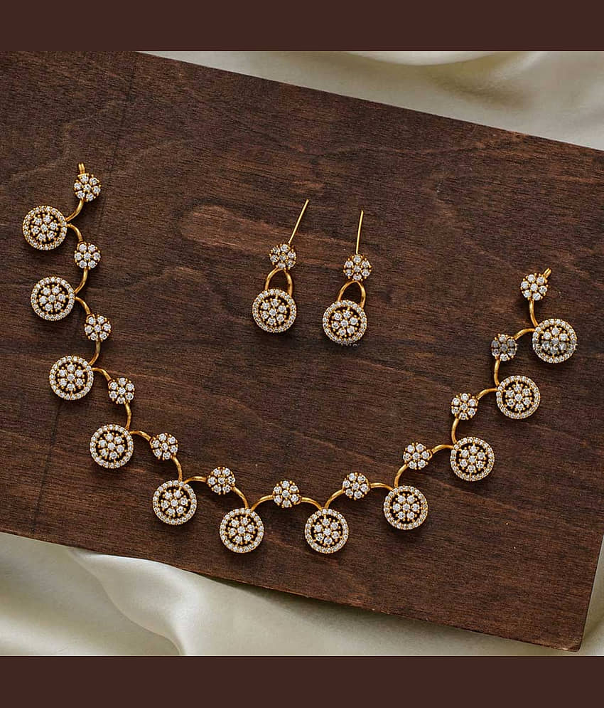 ROFARWORD Gold Brass Necklace Set ( Pack of 1 ) view 2