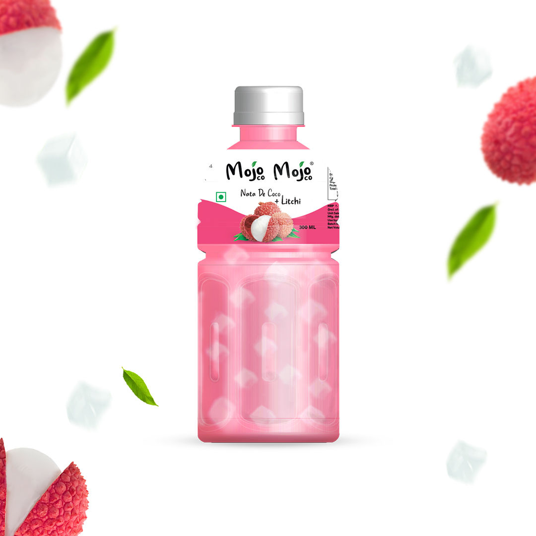 Mojo Mojo Litchi Juice With Nata De Coco, 300 ml - Pack of 12