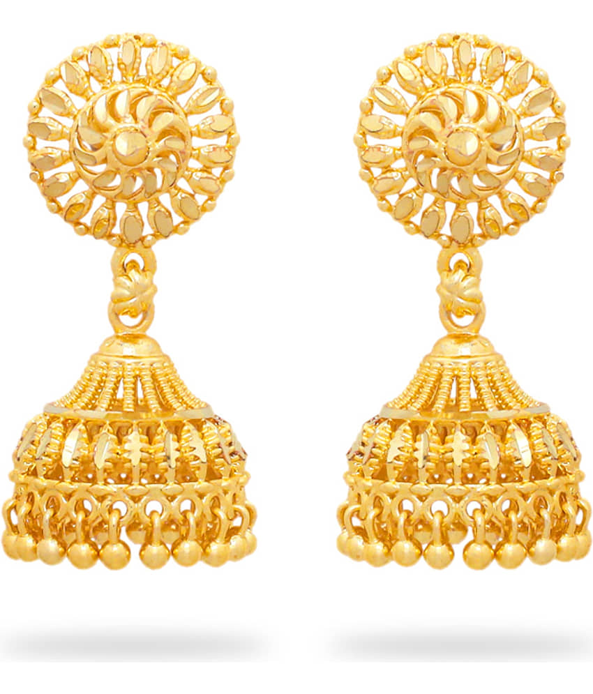 LUV FASHION Golden Jhumki Earrings ( Pack of 1 ) view 2