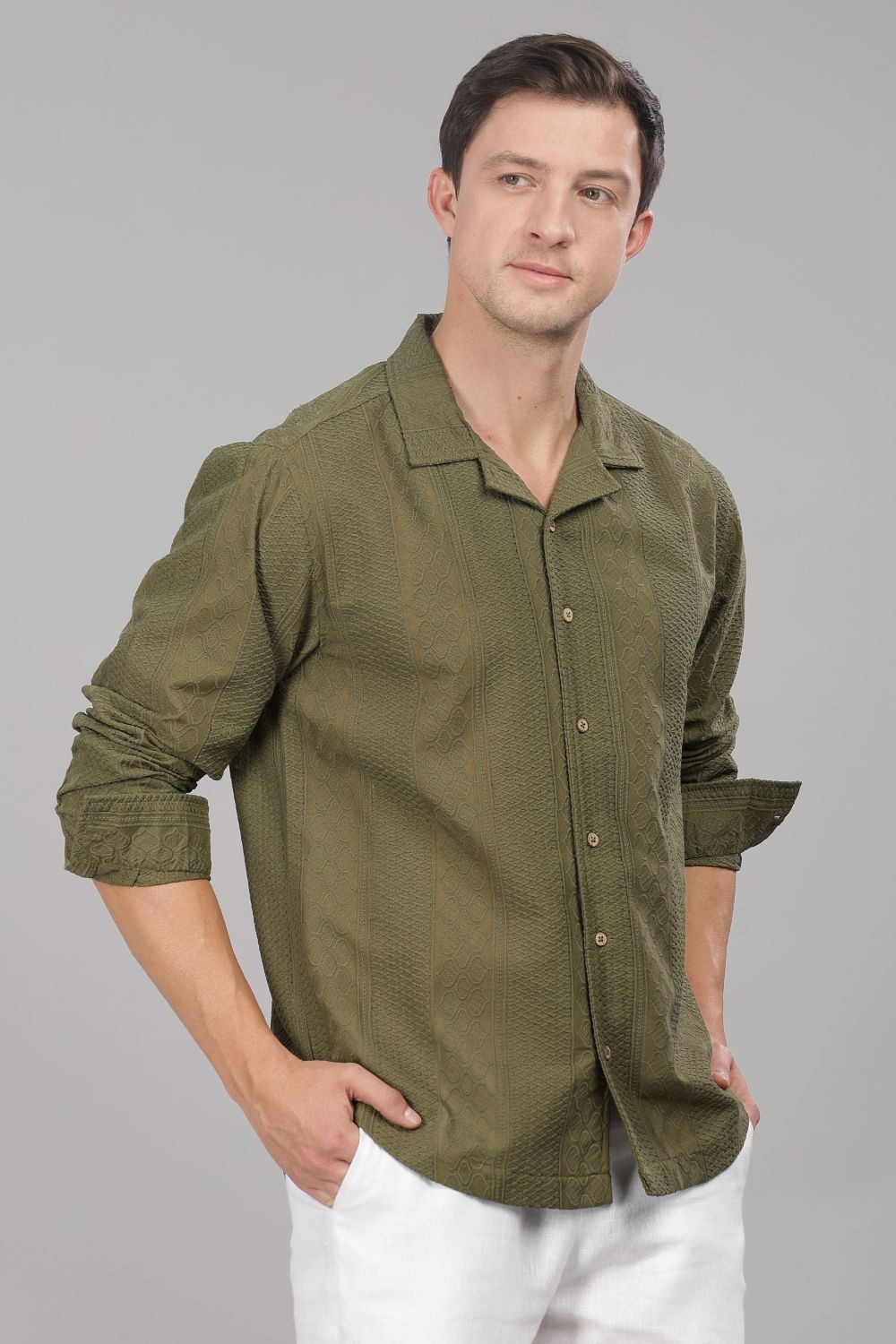 Olive Monnaaco Cuban Collar Shirt view 2