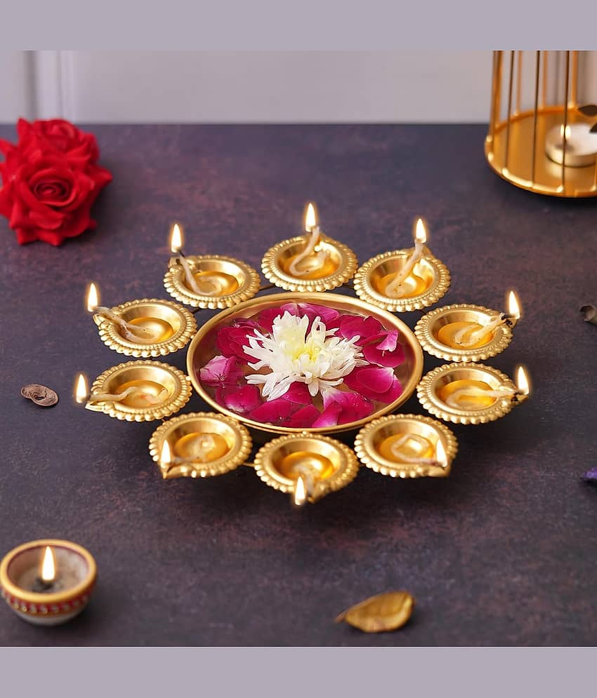 JaipurCrafts Gold Iron Diwali Diya view 2