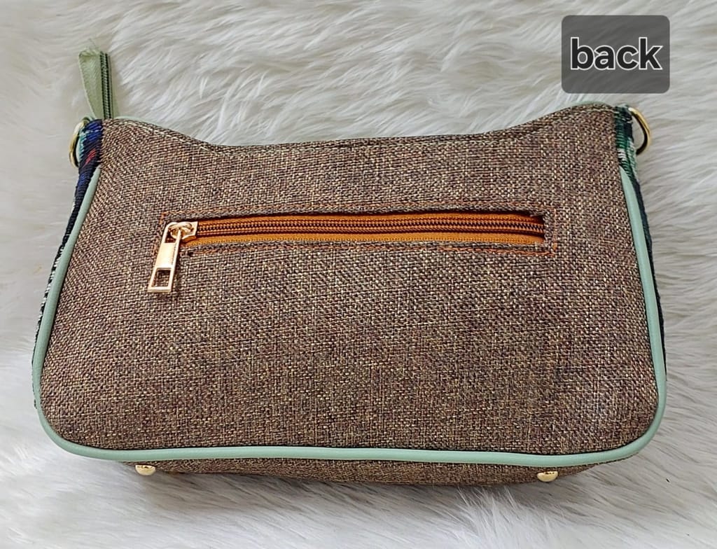 Handmade Patchwork Jute Sling Bag view 2