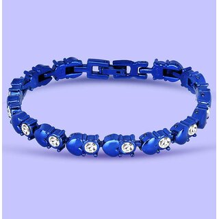 Blue American Diamond Bracelet For Women view 2