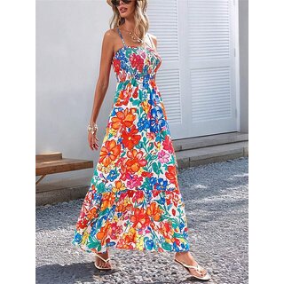 Elara Floral Rayon Elegant Evening Maxi Dress For Women view 2