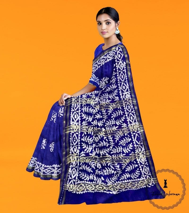 Bhagalpuri Batik Print Katan SiIk Saree In Attractive Colours view 2