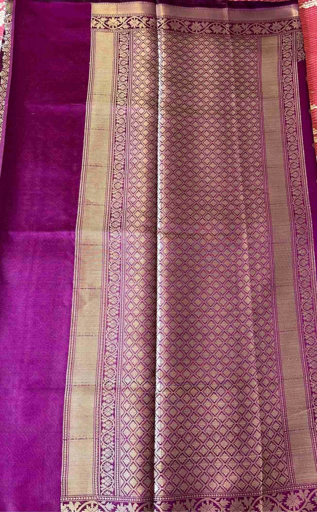 Chanderi Banarasi Silk Saree with Zari Buti view 2