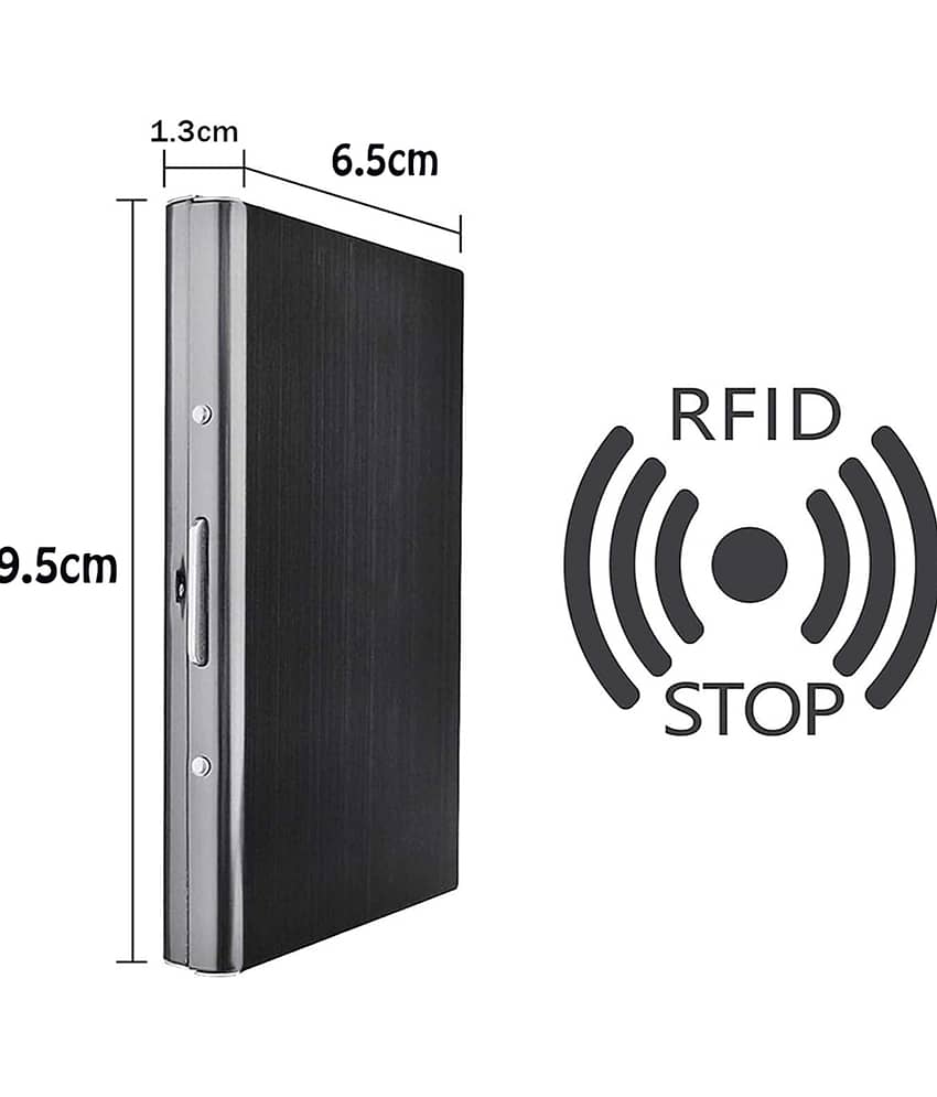 QitmirMKT RFID BlockingStainless Steel Credit Card Holder, P.U. Black Passport Holder view 2