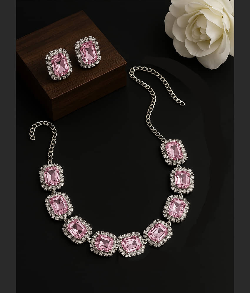 SHANKHRAJ MA LL Pink Metal Necklace Set ( Pack of 1 ) view 2