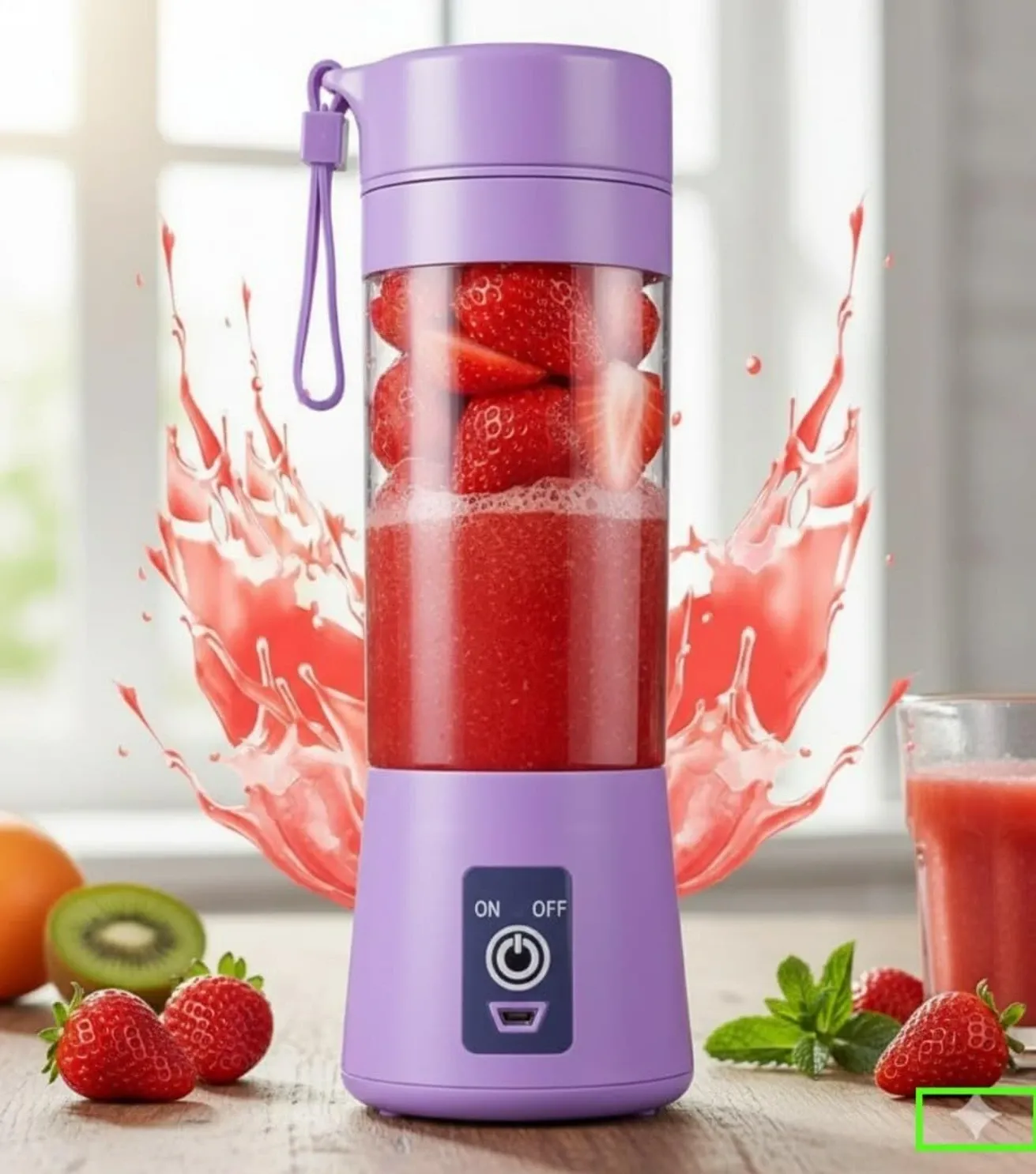 Portable 6-Blade USB Rechargeable Juicer Blender Mixer, Smoothie Maker with Built-In Bottle, Personal Fruit Juice Machine & Protein Shake Mixer for Home, Travel & Gym (Purple)