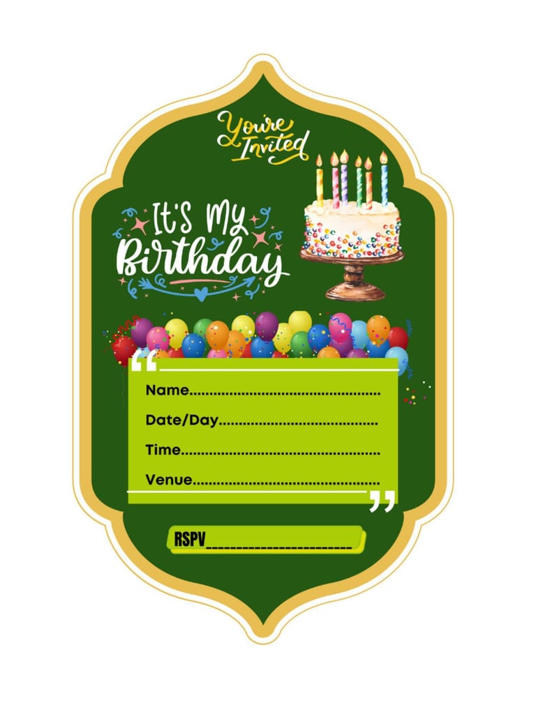 Vibrant Birthday Celebration: Laser-Cut Invitation Cards - Pack of 25