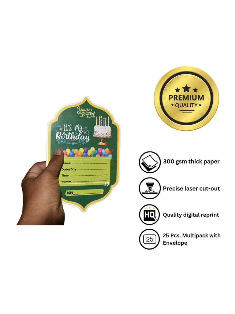 Vibrant Birthday Celebration: Laser-Cut Invitation Cards - Pack of 25 view 2